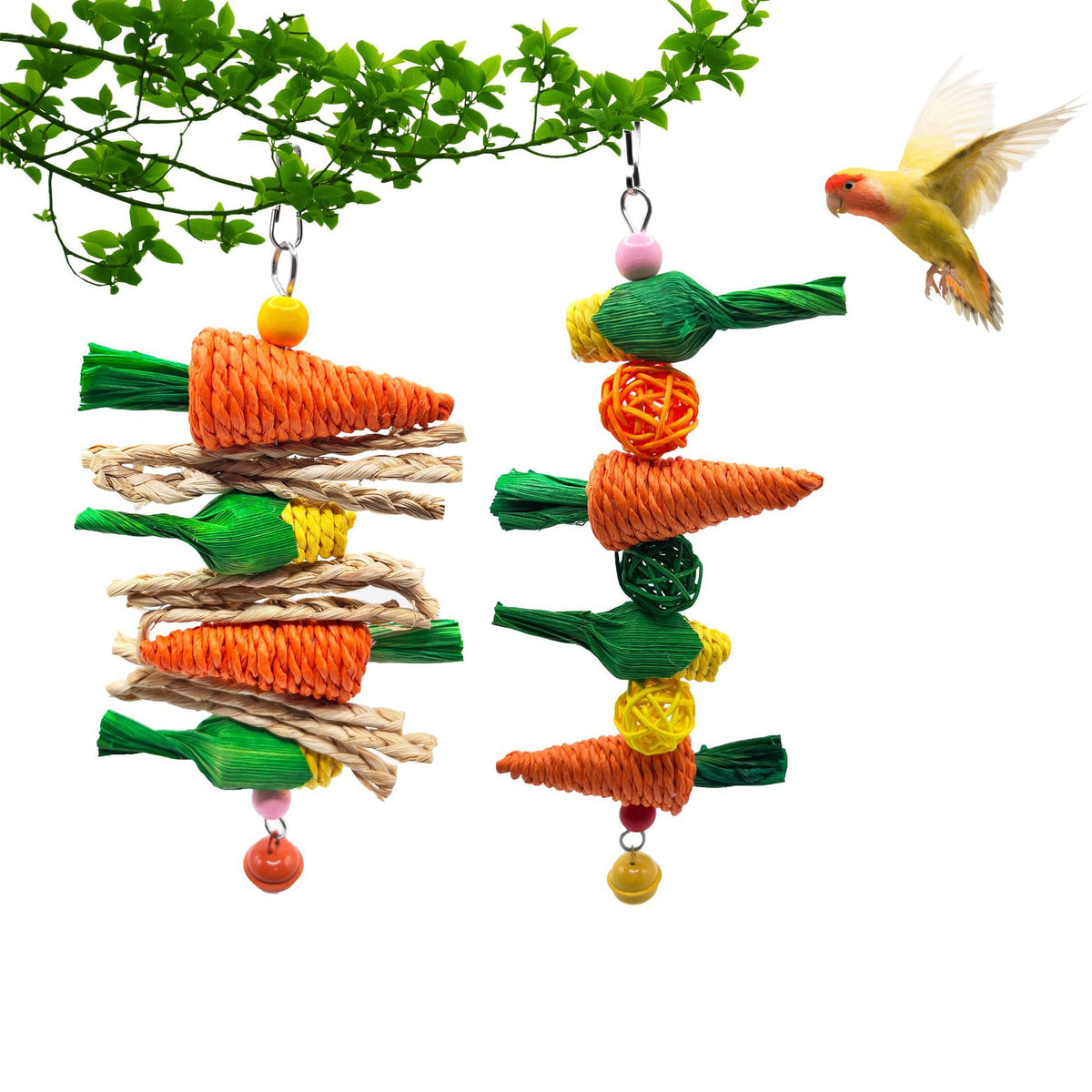 Bird Parrot Hamster Rabbit Chew Toy Molar String with Hanging Ornament