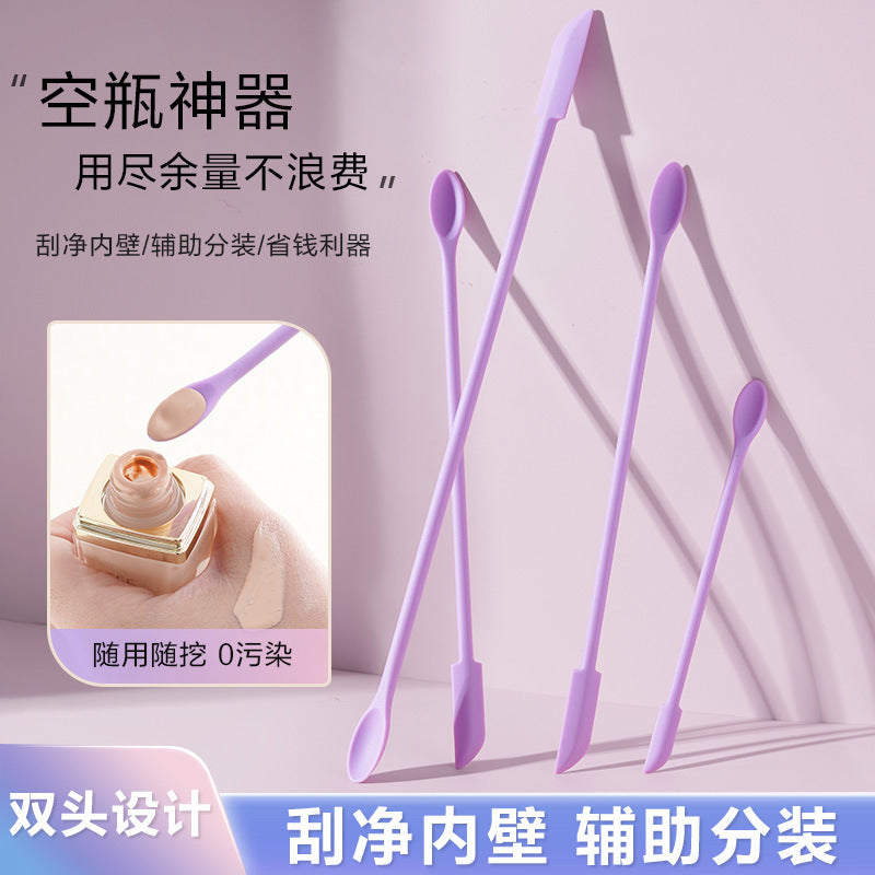 Silicone Spatula Scraper for Cosmetics & Lotions - Double-Ended Mini Tool for Residue Extraction & Transfer