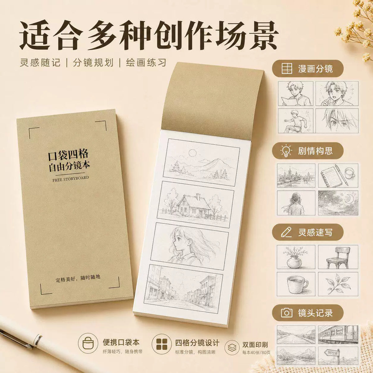 A4/A5 Storyboard Notebook for Comics, Animation, and Sketching - Portable Drawing and Journaling Book