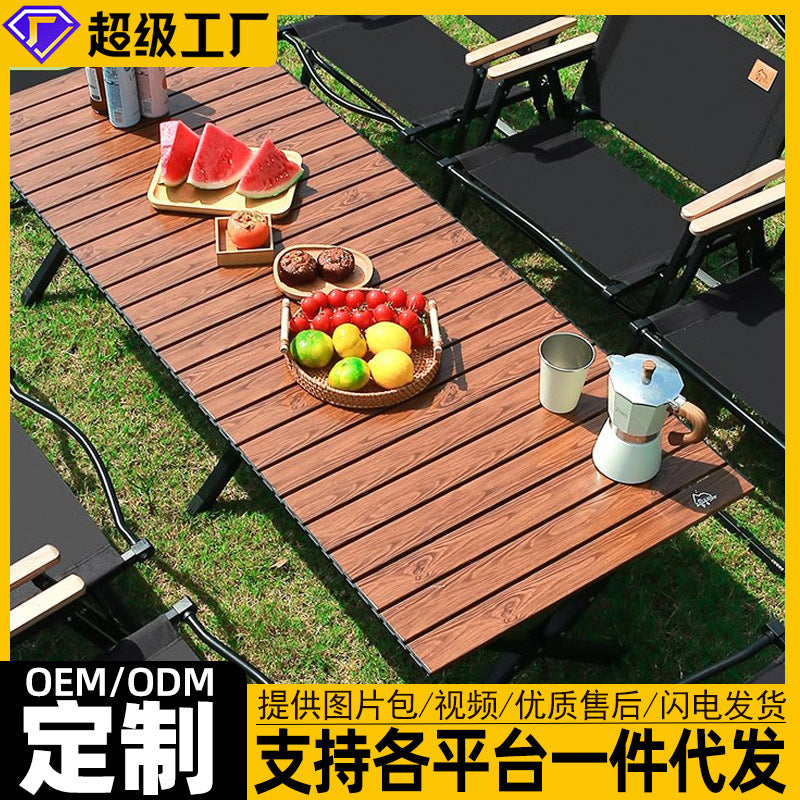 Portable Aluminum Alloy Roll-Up Camping Table for Outdoor Picnic and BBQ