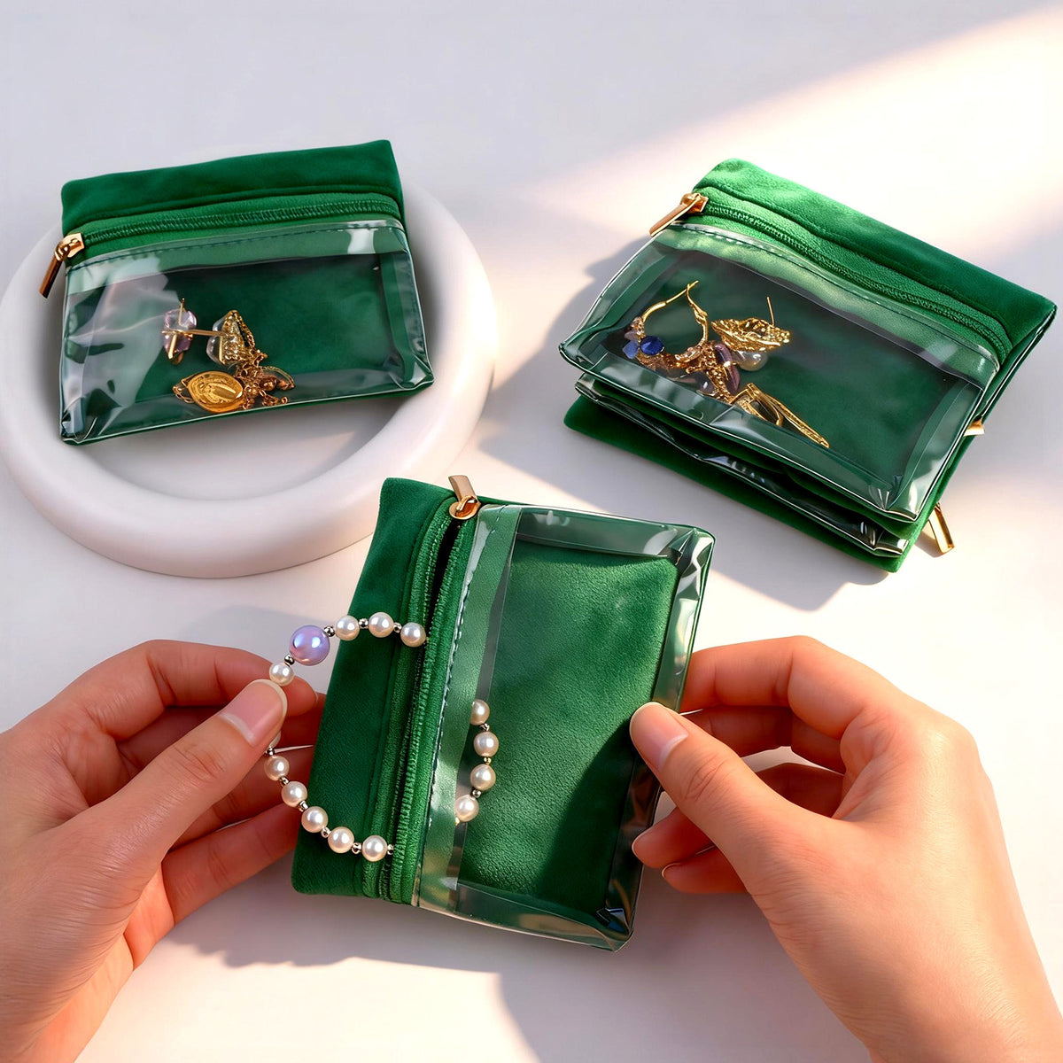 Luxury Anti-Oxidation Flannel Jewelry Pouch with Drawstring for Earrings Rings Necklaces Travel Storage