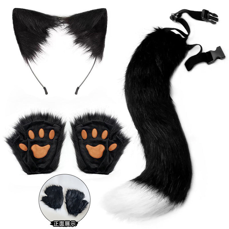 Plush Animal Paw Fingerless Gloves for Cosplay & Halloween