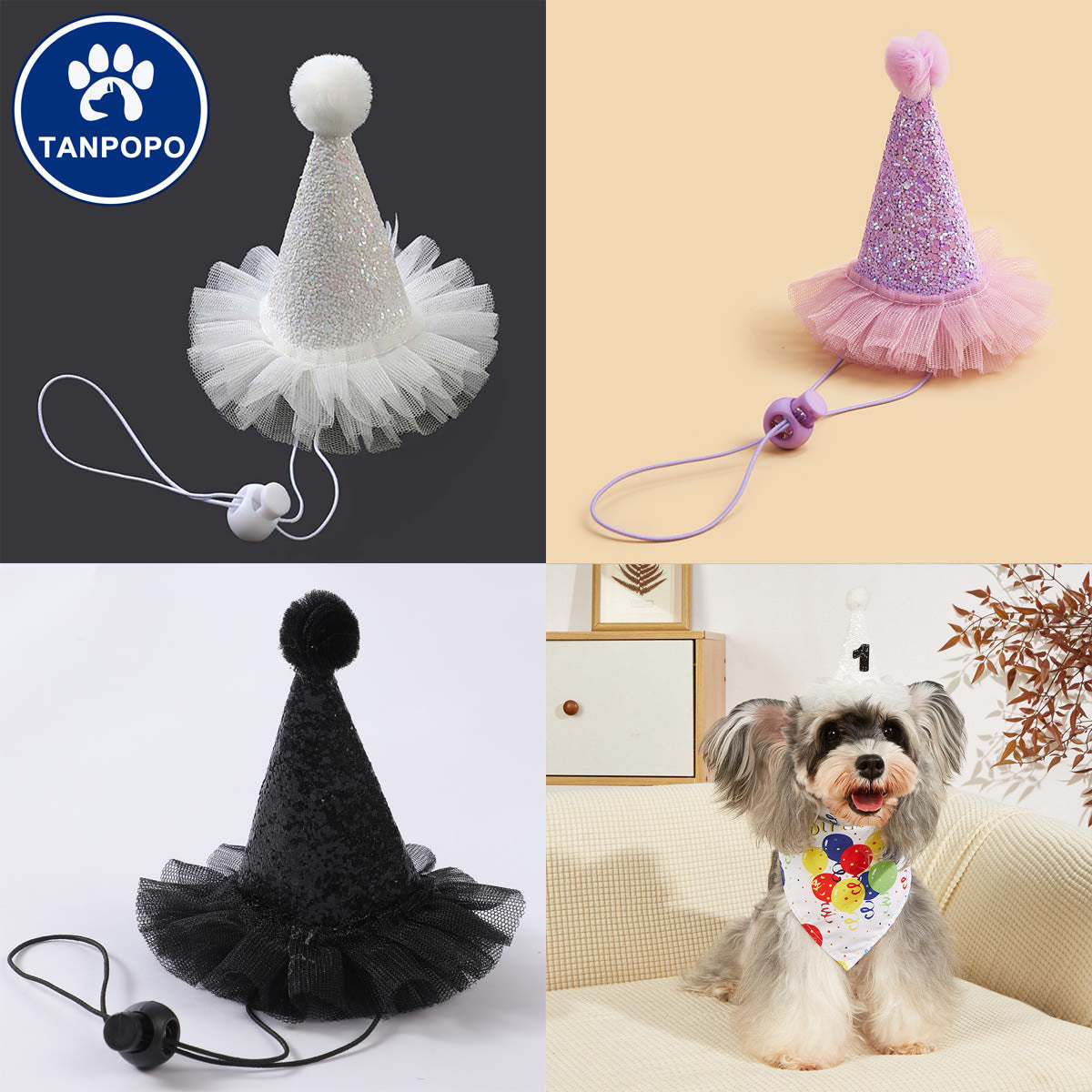 Pet Birthday Party Hat and Bandana Set for Dogs and Cats