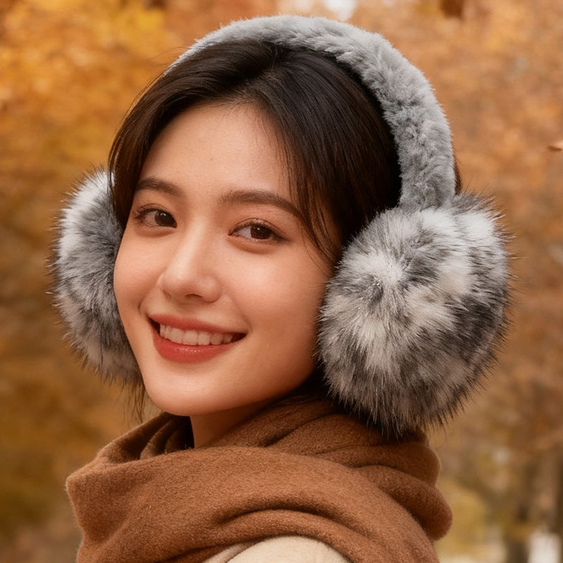 Foldable Faux Leopard Print Earmuffs for Winter Outdoor Warmth