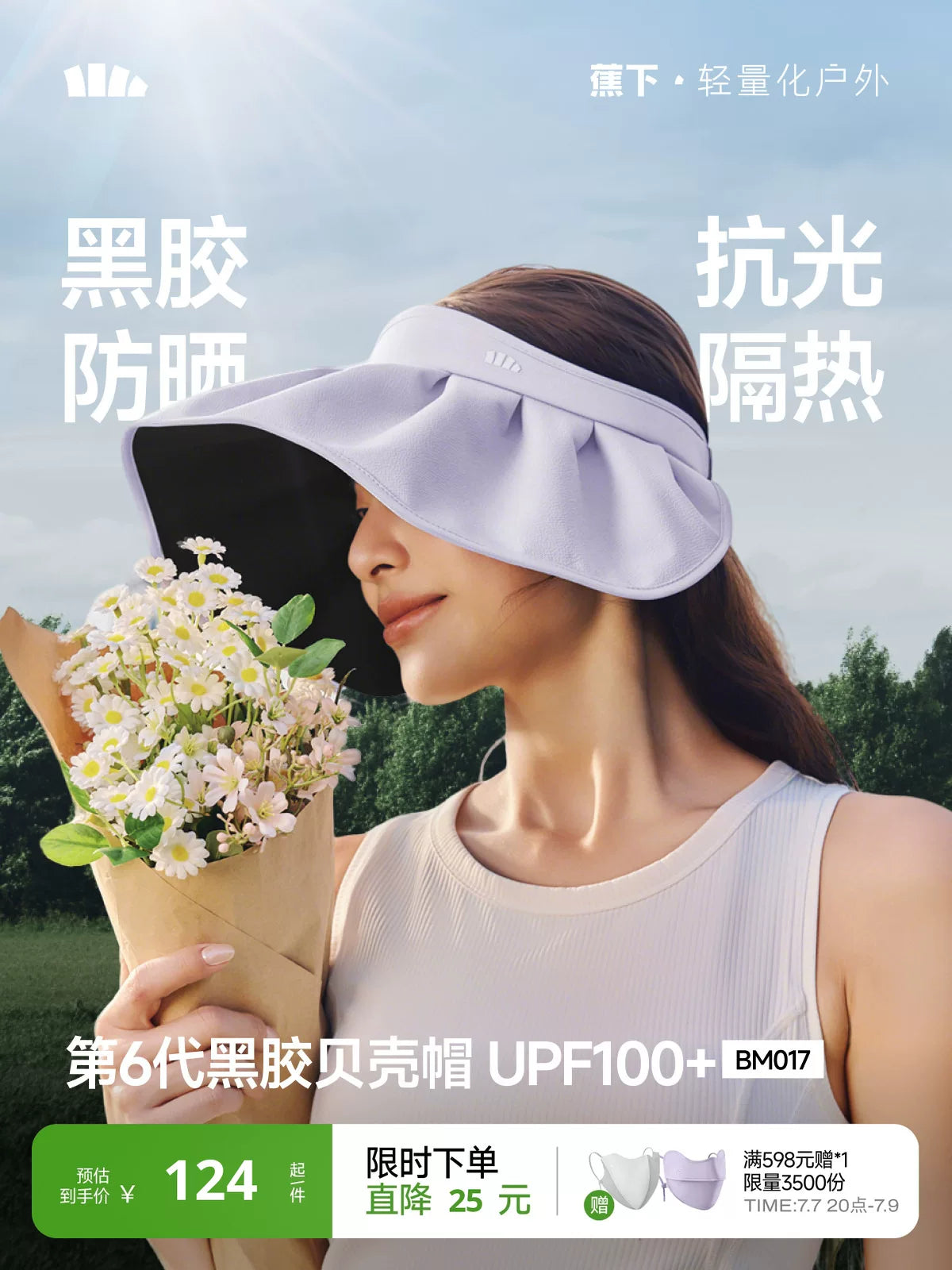 Banana Under Shell Sun Visor Hat for Women, Large Brim UV Protection Outdoor Sun Hat