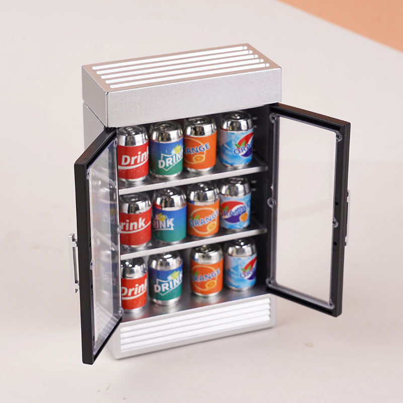 Dollhouse Miniature Soda Drink Refrigerator Set Kids Pretend Play Educational Toy