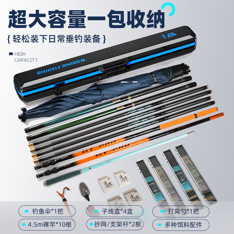 Woding Lightweight Hard Shell Fishing Rod Bag Multi-functional Waterproof Handheld Fishing Backpack Large Capacity Fishing Pole Bag