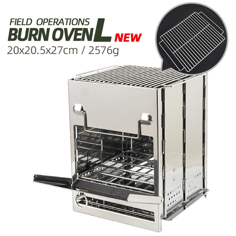 Portable Stainless Steel Folding BBQ Grill Outdoor Charcoal Wood Burning Stove Camping Heater Large