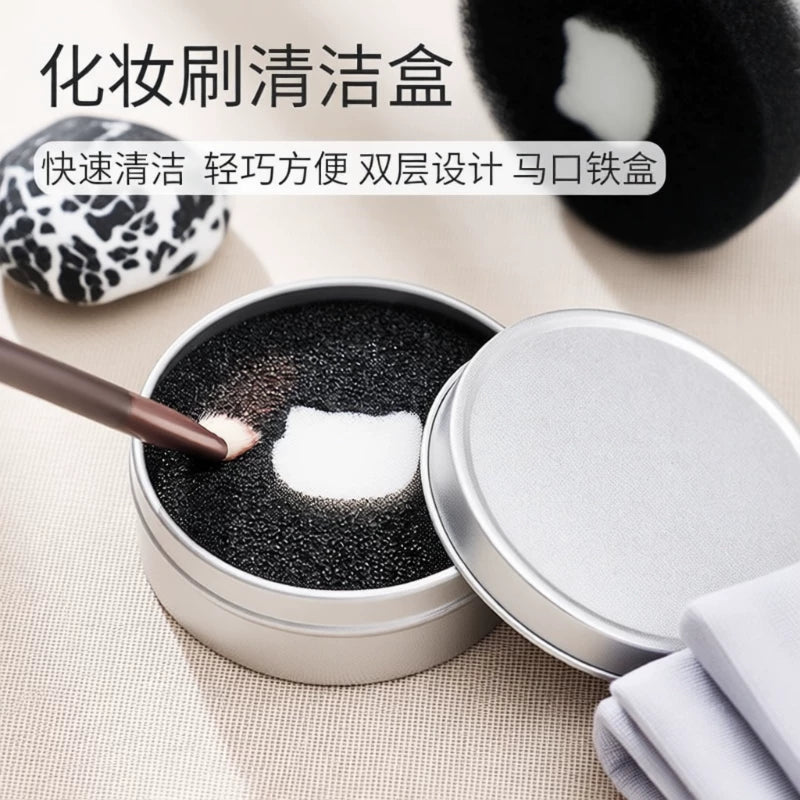 Makeup Brush Cleaner Sponge Box with Replacement Refills