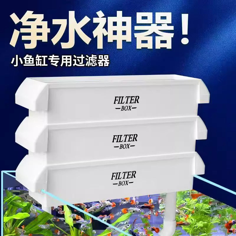 Aquarium Turtle Tank Drip Filter Box Top Filter Wall-Mounted Small Water Purifier Circulation Transparent Box