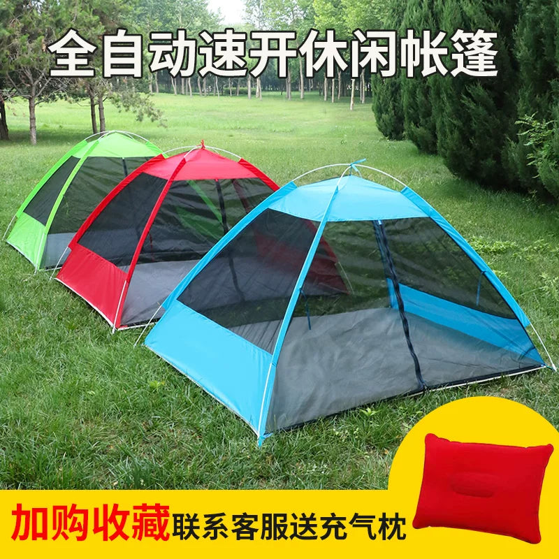 Pop-Up Mosquito Net Tent for Camping and Travel, Single/Double Person Breathable Mesh Tent with Moisture-Proof Mat