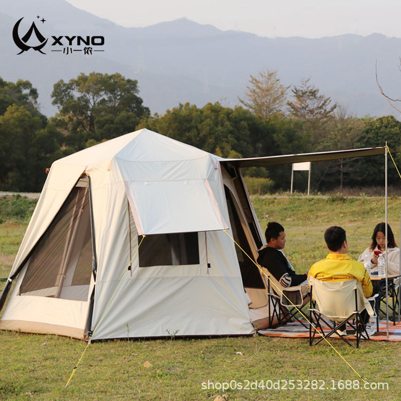 Automatic Pop-Up Camping Tent for 3-8 People, Sun Protection, Rainproof, Thickened Black Glue, All-Aluminum Pole