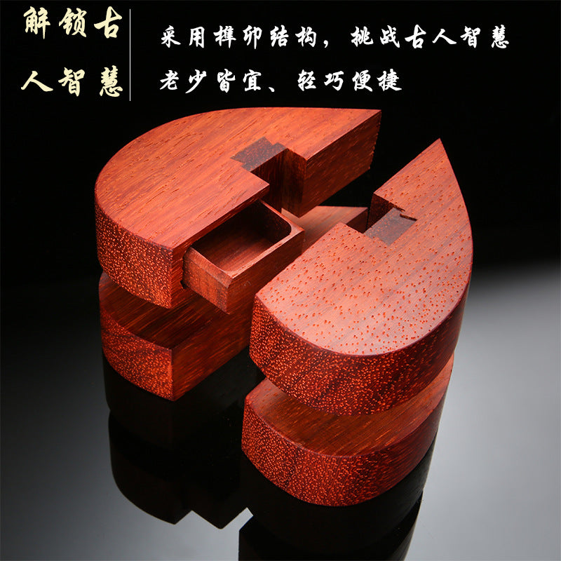 Heart-Shaped Luban Lock Puzzle Box Wooden Brain Teaser Toy Gift for Valentine's Day Birthday Wedding