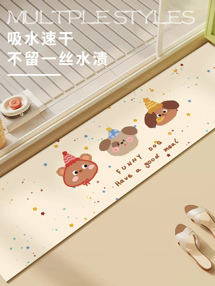 Cartoon Absorbent Non-Slip Bathroom Mat Quick Dry Toilet Door Mat