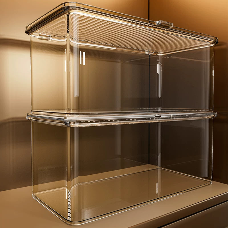 Acrylic Transparent Desktop Storage Box with Lid for Office and Stationery