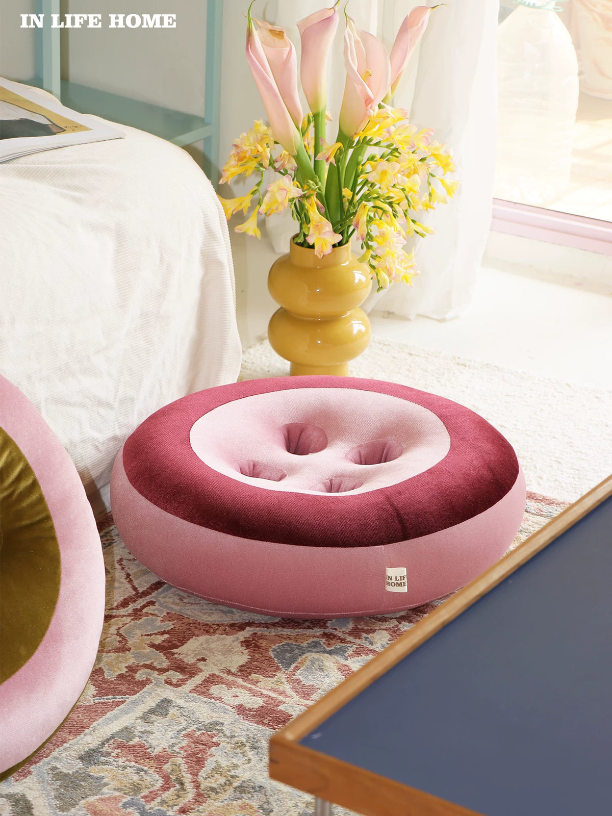 Floor Cushion Tatami Seat Pillow, Round Rebound Breathable Meditation Pad for Home