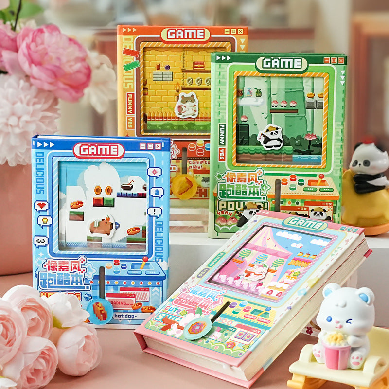 Pixel Parkour Mini Portable Notebook for Students and Girls, Decompression Stationery