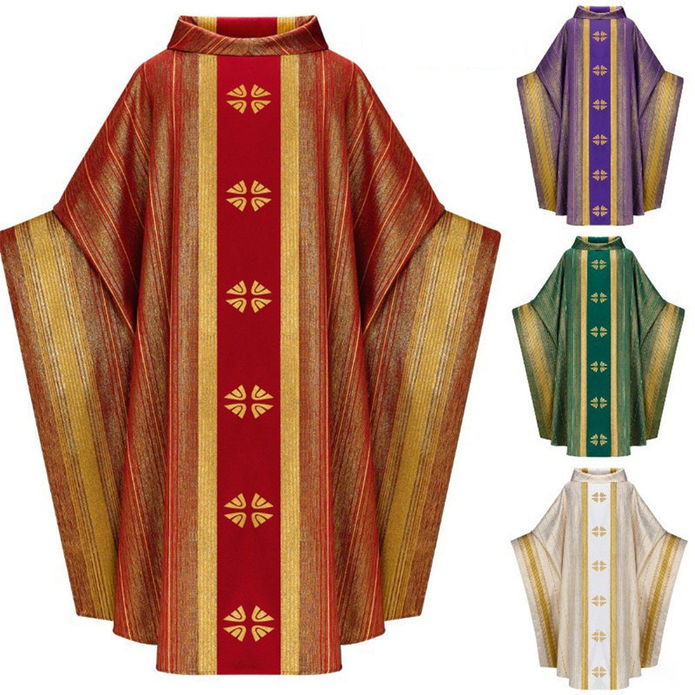 Unisex European Retro Stand Collar Batwing Sleeve Robe for Halloween & Stage Performance