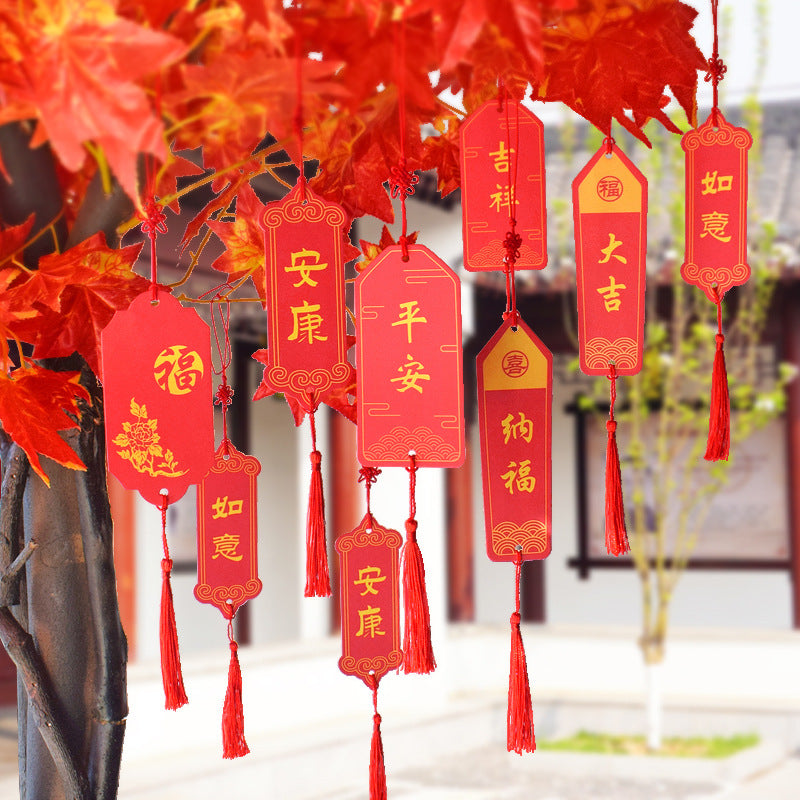 Festive Blessing Message Cards with Tassels and Hanging Ropes