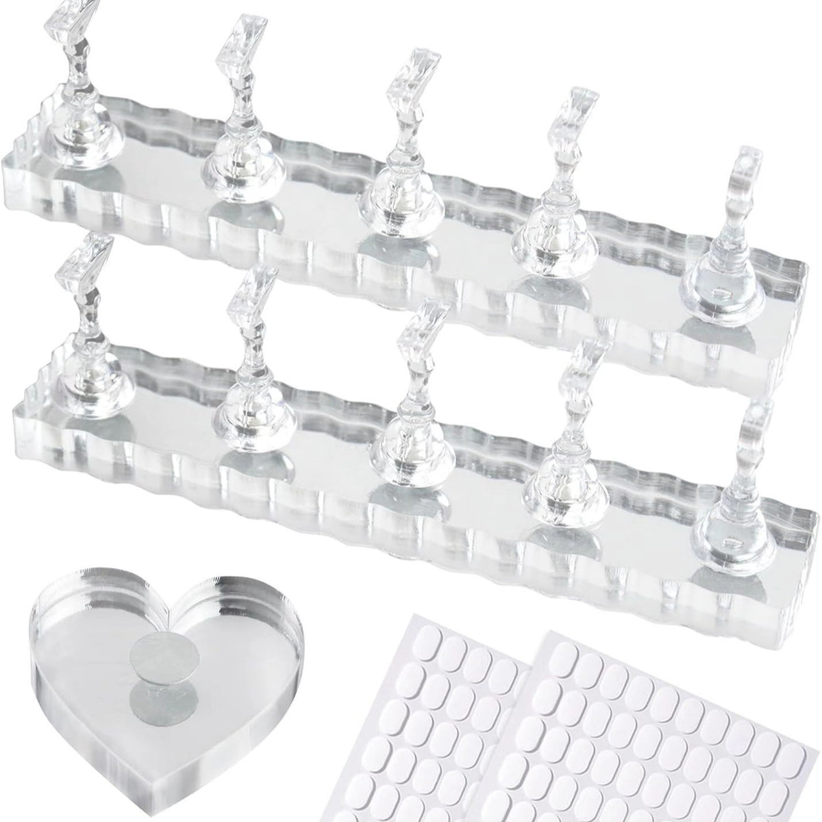 Nail Art Practice Stand Set with Acrylic Tips and Adhesive for Beginners