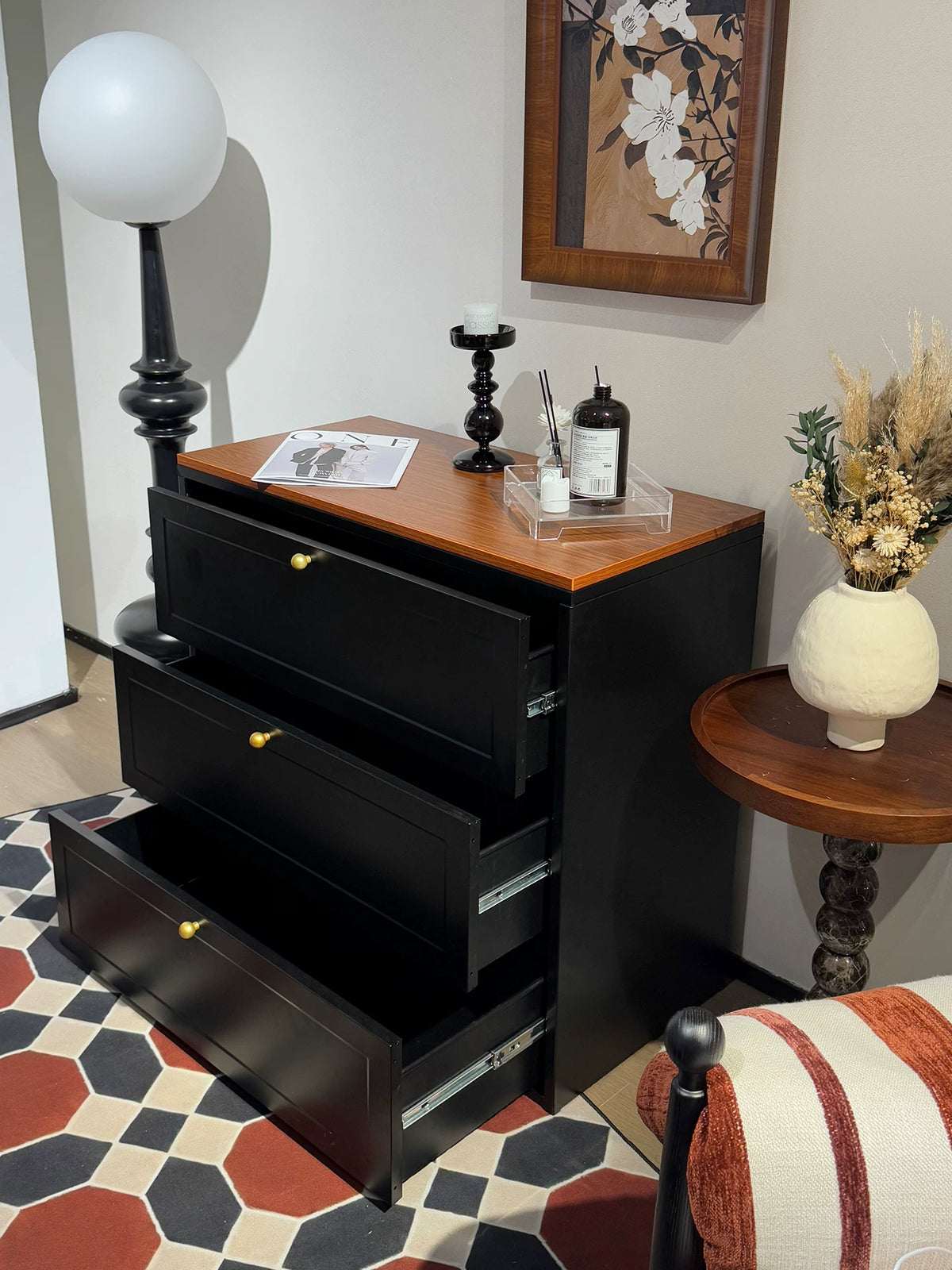 Metal Storage Cabinet with Drawers for Bedroom and Living Room, Multi-layer Steel Organizer