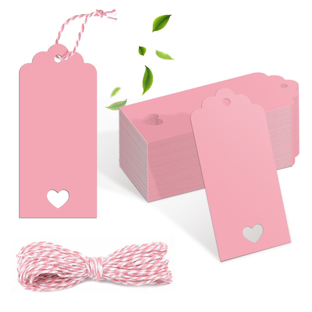 50-Pack Pink Gift Tags with 10m Jute Twine for DIY Craft & Packaging Decoration
