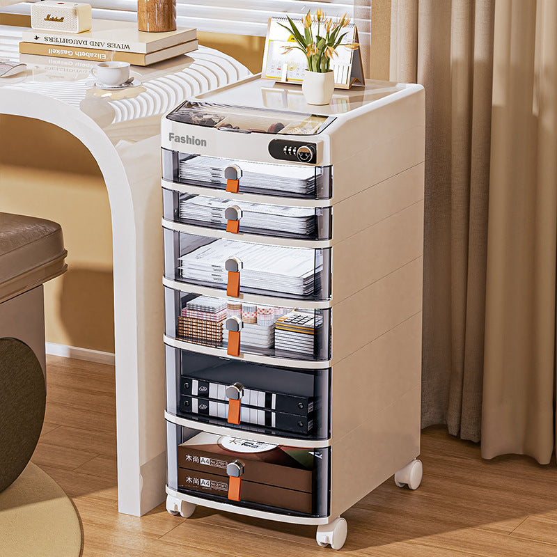 Desktop Storage Cabinet with Lock, Password Protected Mini Drawer Organizer for Stationery and Small Items
