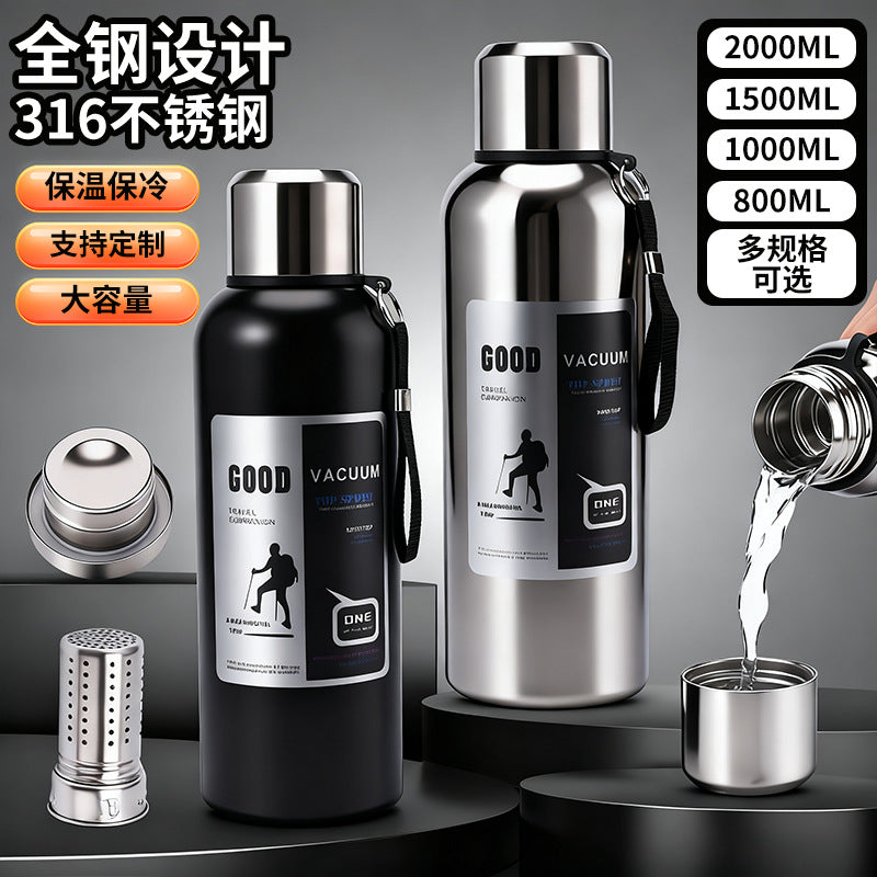 304 Stainless Steel Vacuum Insulated Water Bottle with Tea Infuser for Outdoor Sports