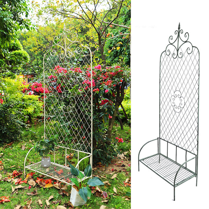 Iron Art Climbing Trellis with Base for Garden and Patio Plants
