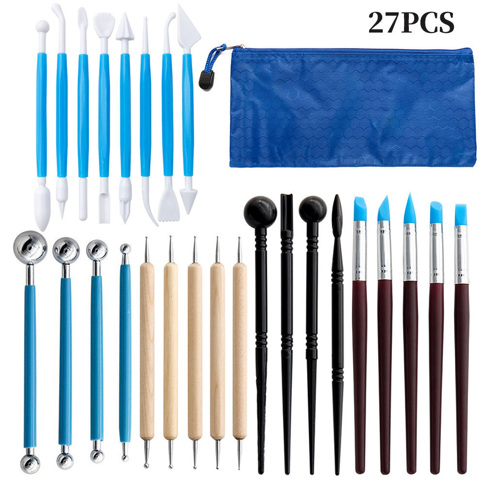 27-Piece Pottery & Clay Sculpting Tool Set for DIY Crafting