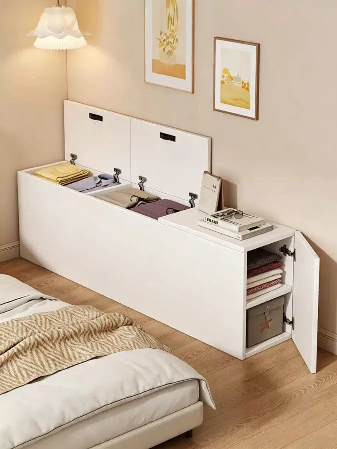 Solid Wood Bedside Table Narrow Storage Cabinet with Side Door for Small Spaces