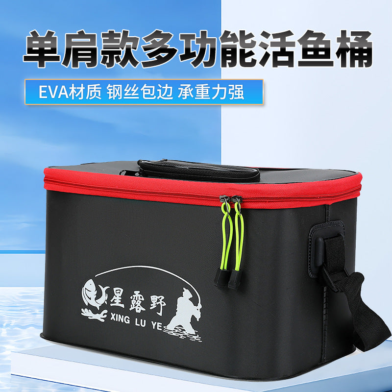 Multifunctional Thickened EVA Foldable Live Fish Bucket Single Shoulder Fishing Box Fishing Tackle Supplies
