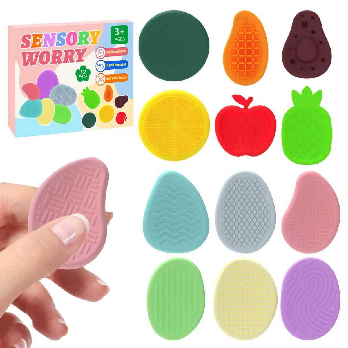 Fidget Sensory Toys for Kids, Soft Textured Stress Relief and Calming Play