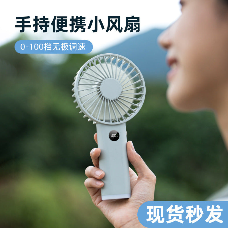 Portable Handheld USB Fan with Night Light, 100-Speed Adjustable, High Airflow for Outdoor Use