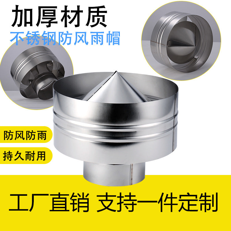 Stainless Steel Chimney Cap for Wood Stoves and Fireplaces, Rainproof and Windproof Anti-Downdraft