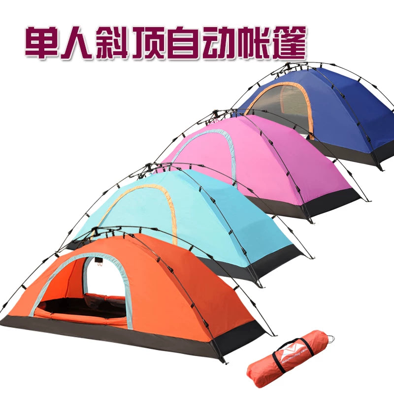 Outdoor Single Person Automatic Pop-Up Tent for Camping Cycling, Ultralight Portable Professional Double-Layer Stormproof