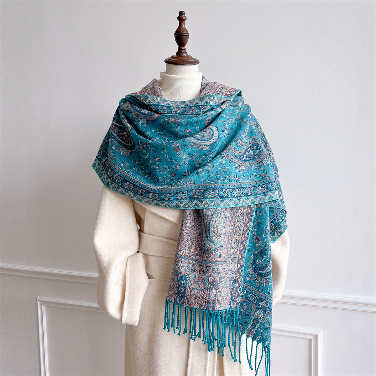 Yunnan Lijiang Ethnic Style Cashew Pattern Scarf Shawl for Women, Thickened Versatile Winter Wrap