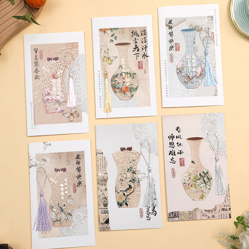 Teacher's Day Greeting Card, Creative Chinese Style 3D Blessing Card, Handmade DIY Postcard