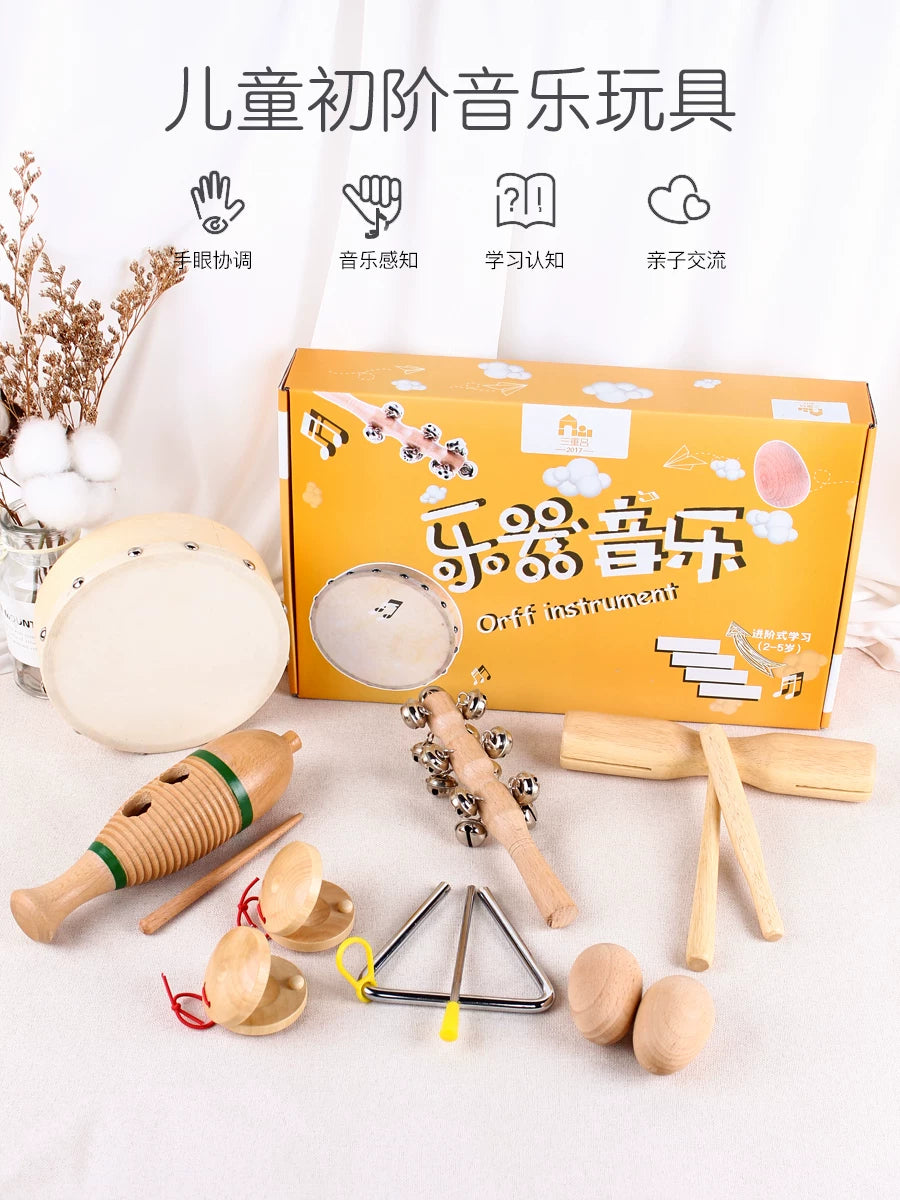 Orff Percussion Instrument Set for Kids, Early Education Musical Toys for Kindergarten and Primary School