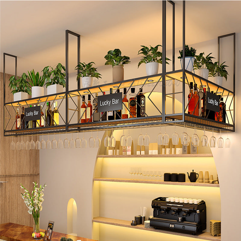 Bar Counter Top Wine Rack Hanging Cabinet Light Luxury Bar Suspended Wine Cabinet Red Wine Rack Storage Rack Inverted Goblet Holder