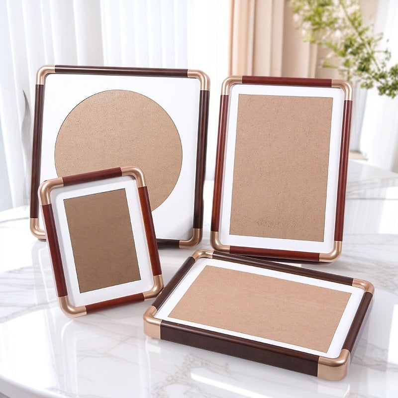 PVC Faux Bronze Corner Hollow Photo Frame for Calligraphy and Art Display