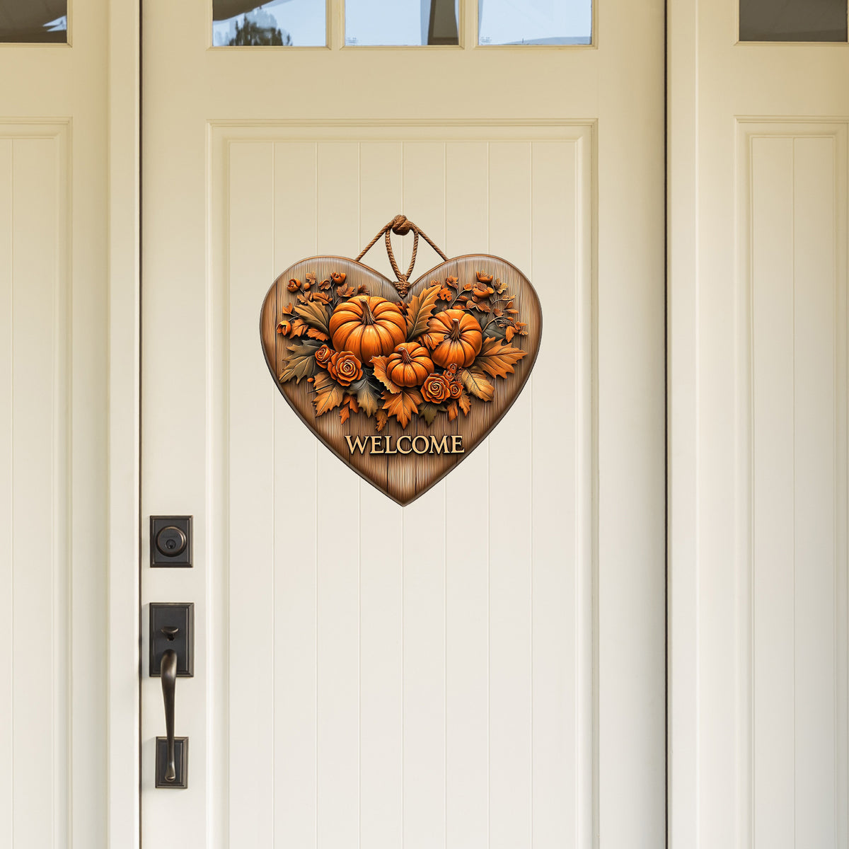 Thanksgiving Wooden Heart Pumpkin English Slogan Wall Decal