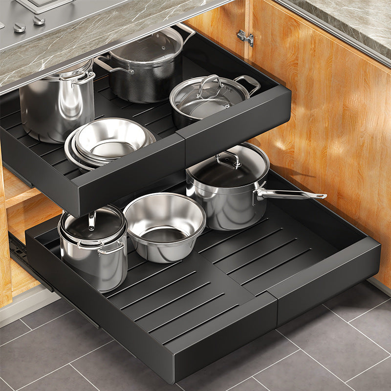 Under Sink Pull-Out Cabinet Organizer with Silent Glides, Expandable Storage Rack for Kitchen and Bathroom