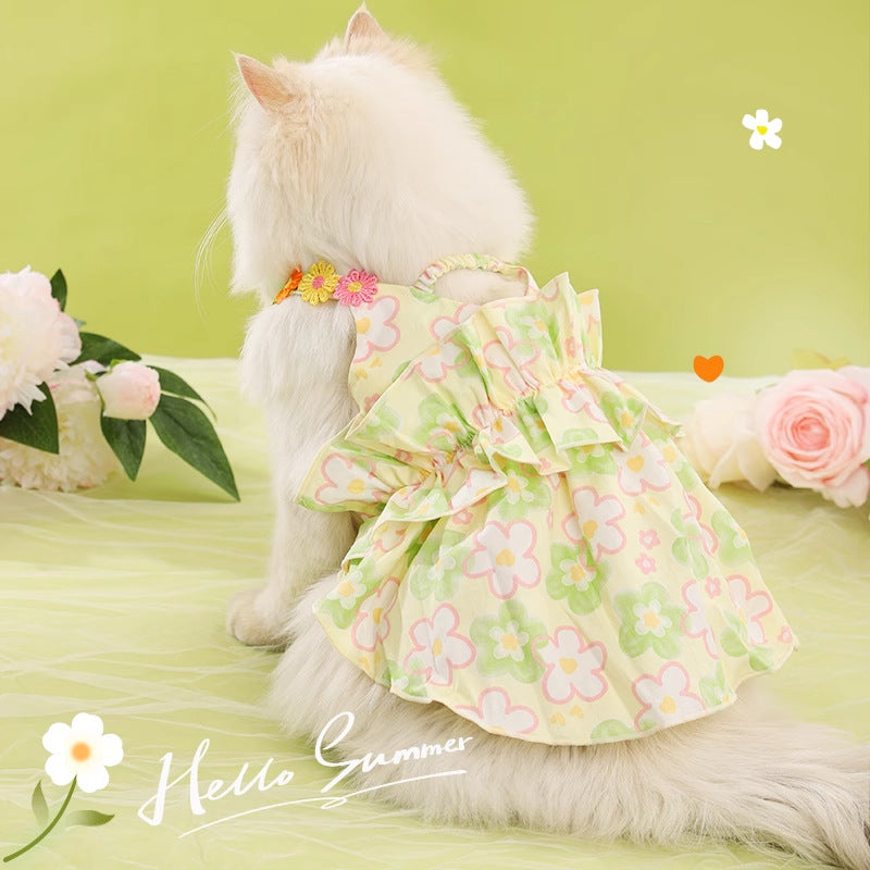 Pet Cat Dog Princess Dress Summer Thin Anti-Shedding Skirt for Sphynx Ragdoll Cats