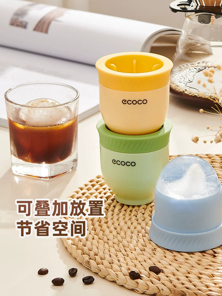 Ecococo Silicone Sphere Ice Cube Molds for Whiskey and Cocktails, Food-Grade Large Ice Ball Maker