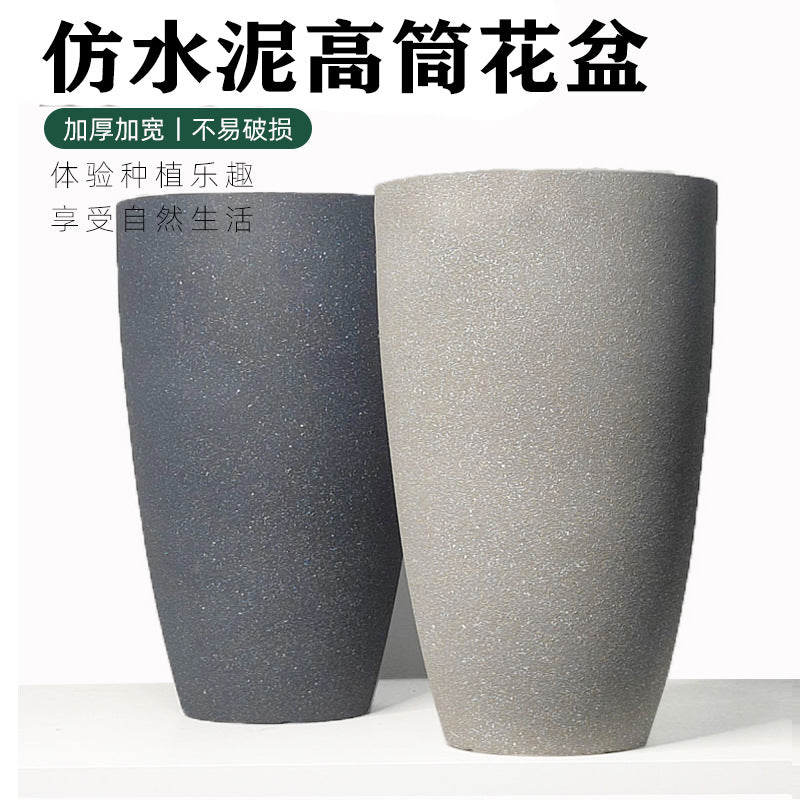 Large Imitation Cement Plastic Planter for Indoor Outdoor Green Plants