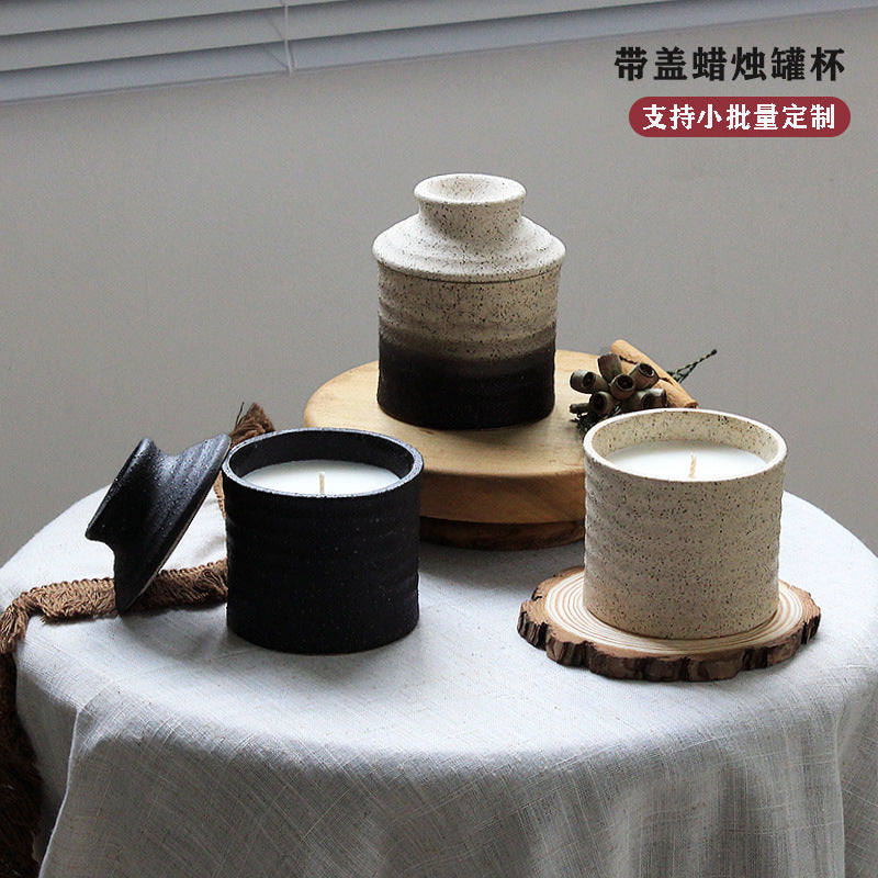 Wabi-Sabi Ceramic Candle Holder and Incense Burner, Creative Hand-Shaped Incense Base, Rough Pottery Aroma Candle Container