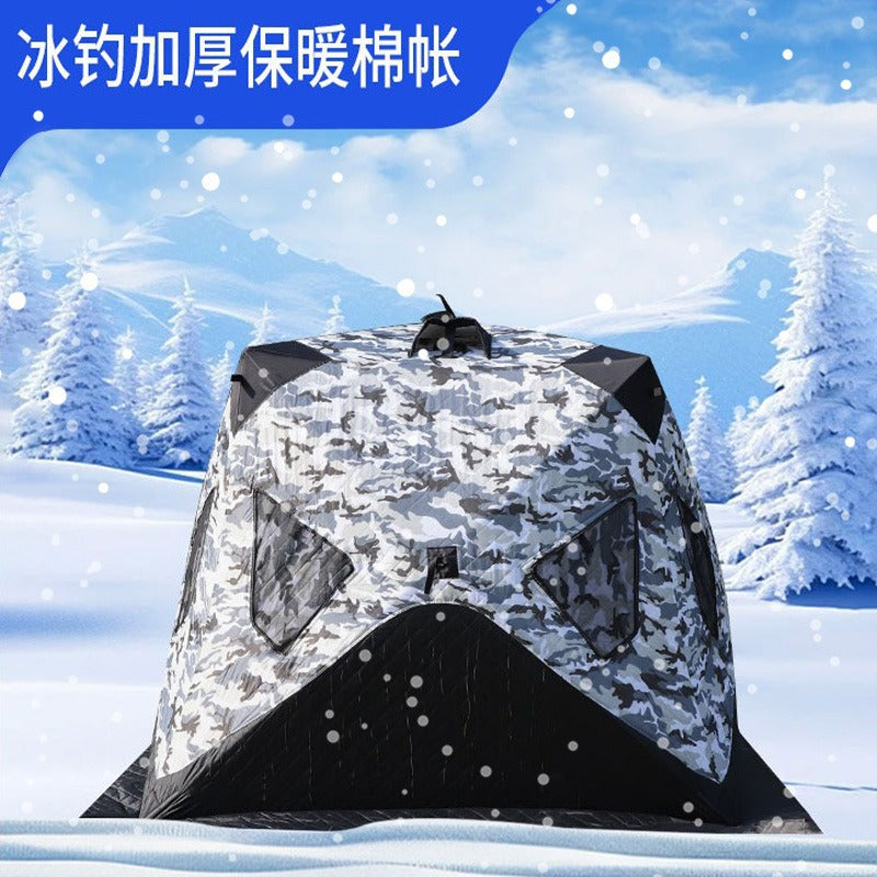 Snow Fishing Ice Shelter Tent with Cotton Padding for Winter Outdoor Camping