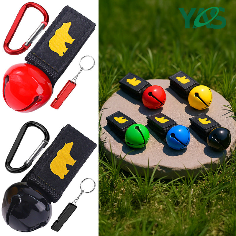 Bear Bell with Carabiner and Whistle for Hiking, Camping, Cycling - Loud Metal Safety Bell