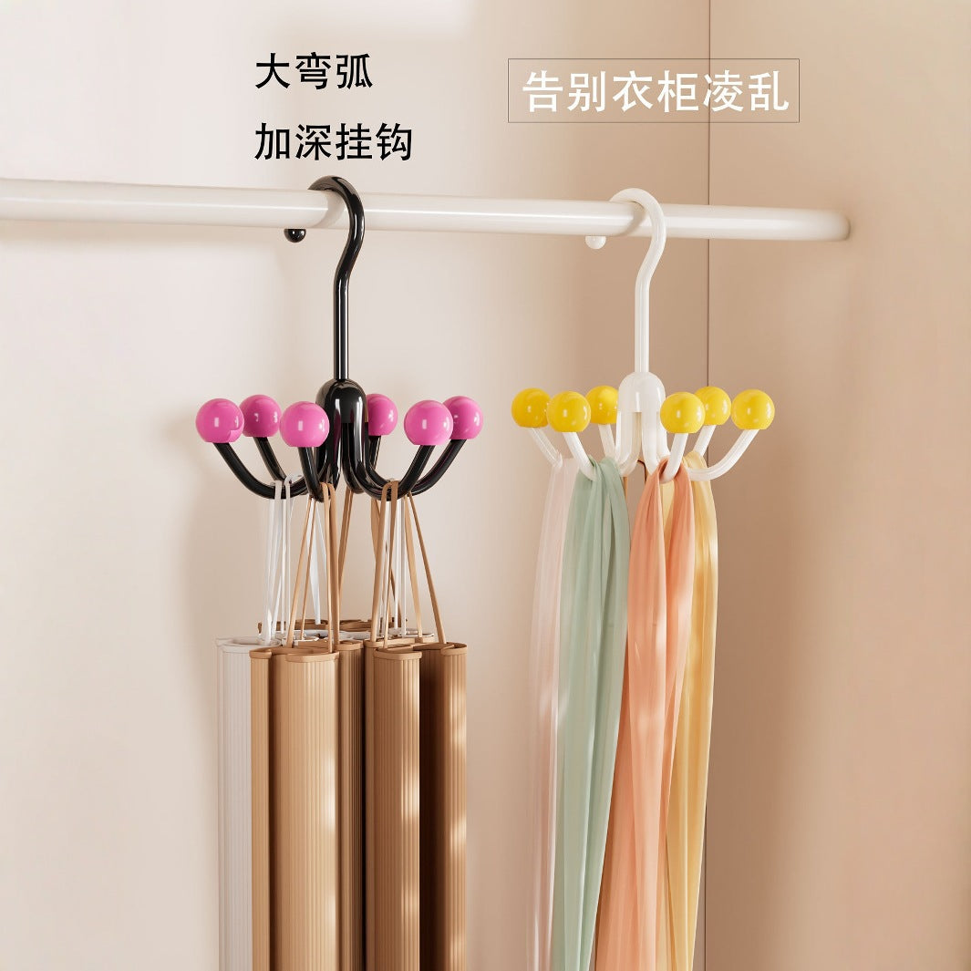 Rotating 6-Claw Hook Hanger for Cabinet Organization - Punch-Free Multi-functional Storage for Bags, Hats, and Underwear